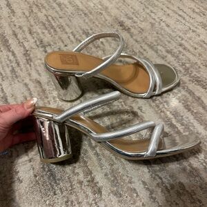 Like New! Dolce Vita Silver Myla Strappy Block-Heel Sandals